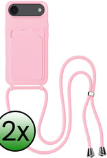BASEY. BASEY. iPhone Air Hoesje Pashouder met Koord - Lichtroze - 2 PACK