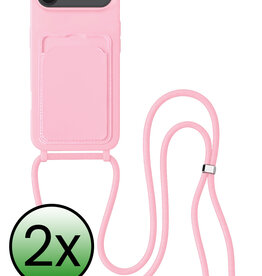 BASEY. BASEY. iPhone Air Hoesje Pashouder met Koord - Lichtroze - 2 PACK