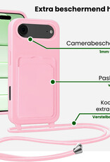 BASEY. BASEY. iPhone Air Hoesje Pashouder met Koord Met Screenprotector - Lichtroze