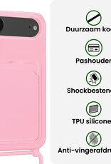BASEY. BASEY. iPhone Air Hoesje Pashouder met Koord Met 2x Screenprotector - Lichtroze