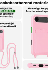 BASEY. BASEY. iPhone Air Hoesje Pashouder met Koord Met 2x Screenprotector - Lichtroze