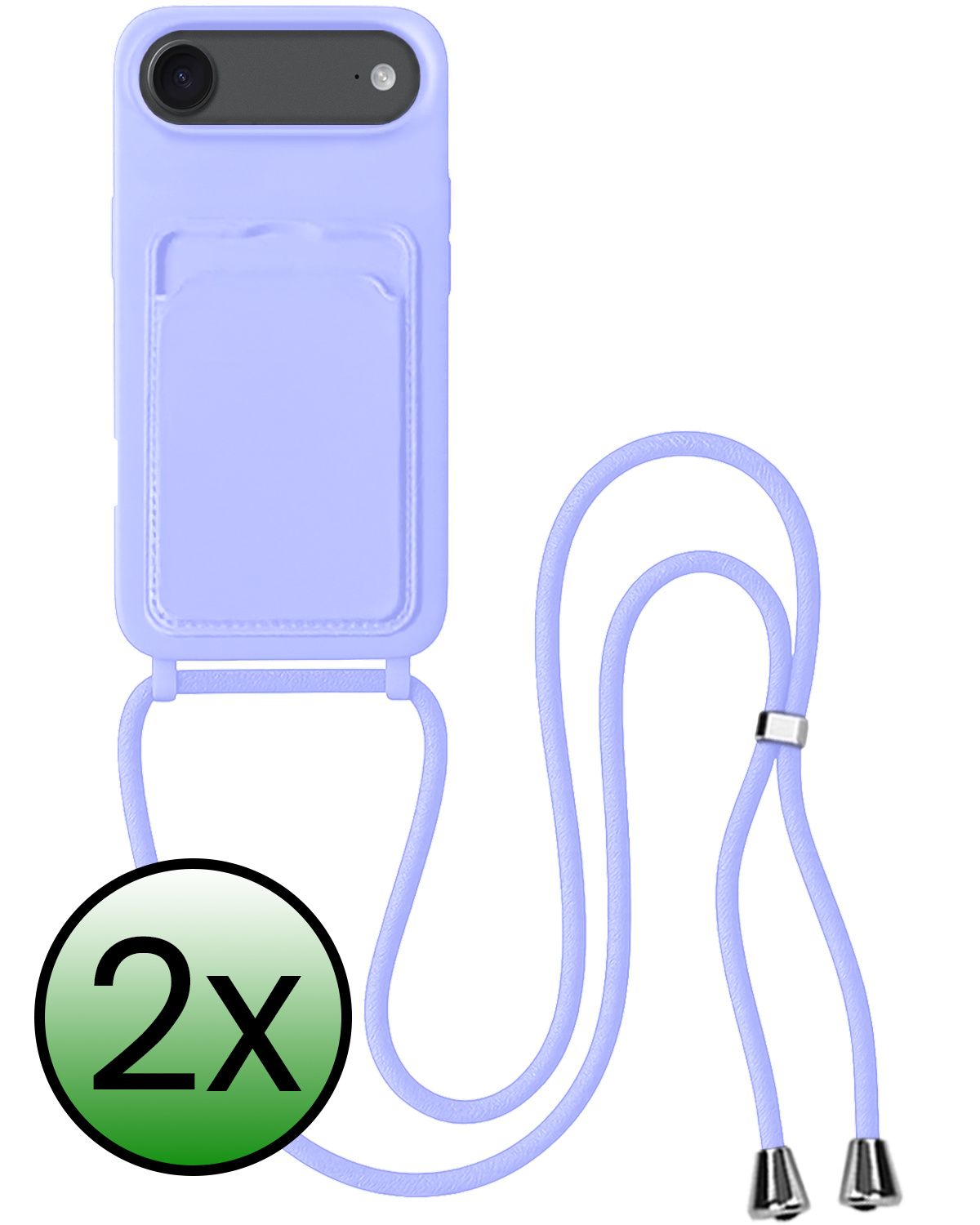 BASEY. BASEY. iPhone Air Hoesje Pashouder met Koord - Lila - 2 PACK