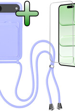 BASEY. BASEY. iPhone Air Hoesje Pashouder met Koord Met Screenprotector - Lila