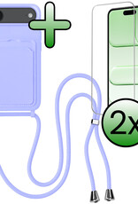 BASEY. BASEY. iPhone Air Hoesje Pashouder met Koord Met 2x Screenprotector - Lila