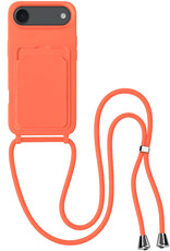 BASEY. BASEY. iPhone Air Hoesje Pashouder met Koord - Papaya