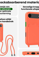 BASEY. BASEY. iPhone Air Hoesje Pashouder met Koord - Papaya