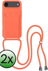BASEY. BASEY. iPhone Air Hoesje Pashouder met Koord - Papaya - 2 PACK