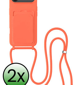 BASEY. BASEY. iPhone Air Hoesje Pashouder met Koord - Papaya - 2 PACK