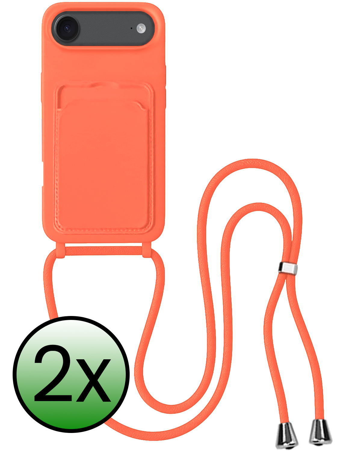 BASEY. BASEY. iPhone Air Hoesje Pashouder met Koord - Papaya - 2 PACK