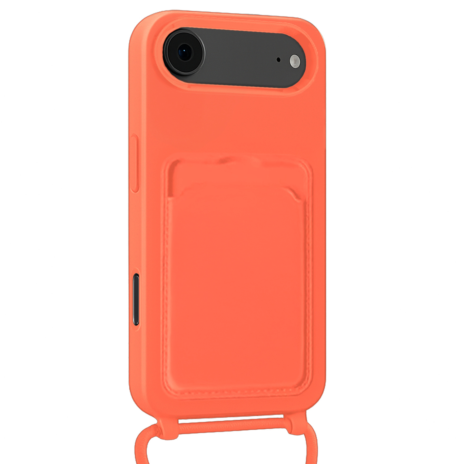 BASEY. BASEY. iPhone Air Hoesje Pashouder met Koord Met Screenprotector - Papaya