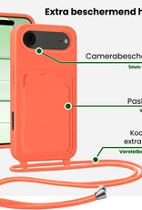 BASEY. BASEY. iPhone Air Hoesje Pashouder met Koord Met 2x Screenprotector - Papaya