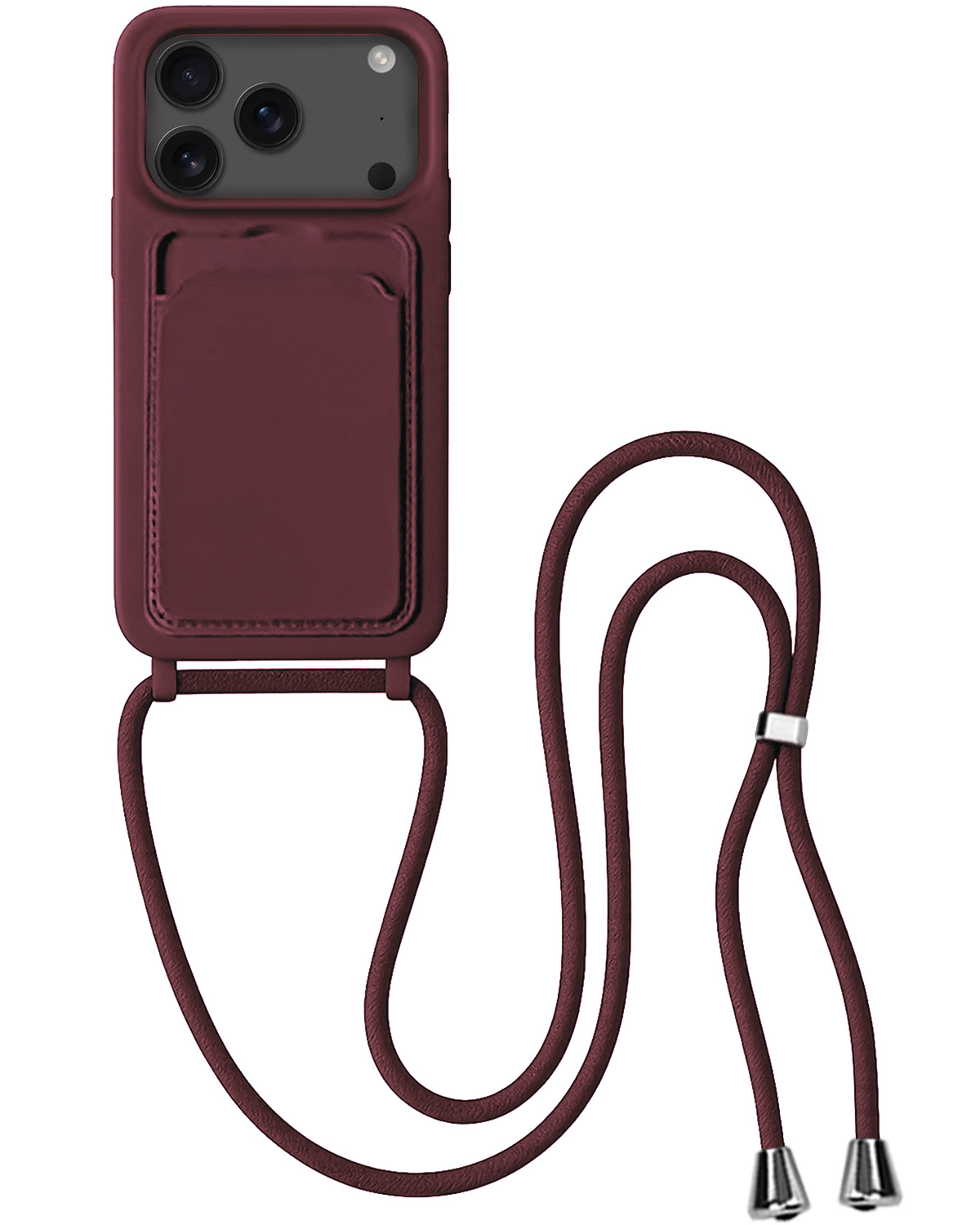 BASEY. BASEY. iPhone 17 Pro Hoesje Pashouder met Koord - Aubergine