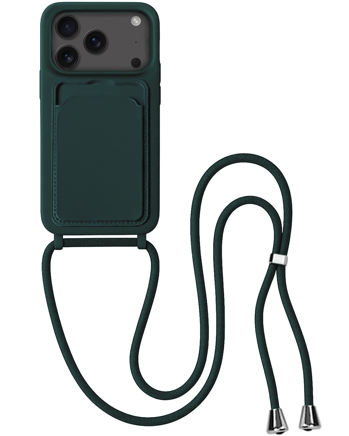 BASEY. BASEY. iPhone 17 Pro Hoesje Pashouder met Koord - Donkergroen