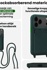 BASEY. BASEY. iPhone 17 Pro Hoesje Pashouder met Koord Met 2x Screenprotector - Donkergroen
