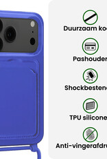 BASEY. BASEY. iPhone 17 Pro Hoesje Pashouder met Koord Met 2x Screenprotector - Fel Blauw
