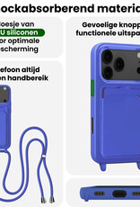 BASEY. BASEY. iPhone 17 Pro Hoesje Pashouder met Koord Met 2x Screenprotector - Fel Blauw