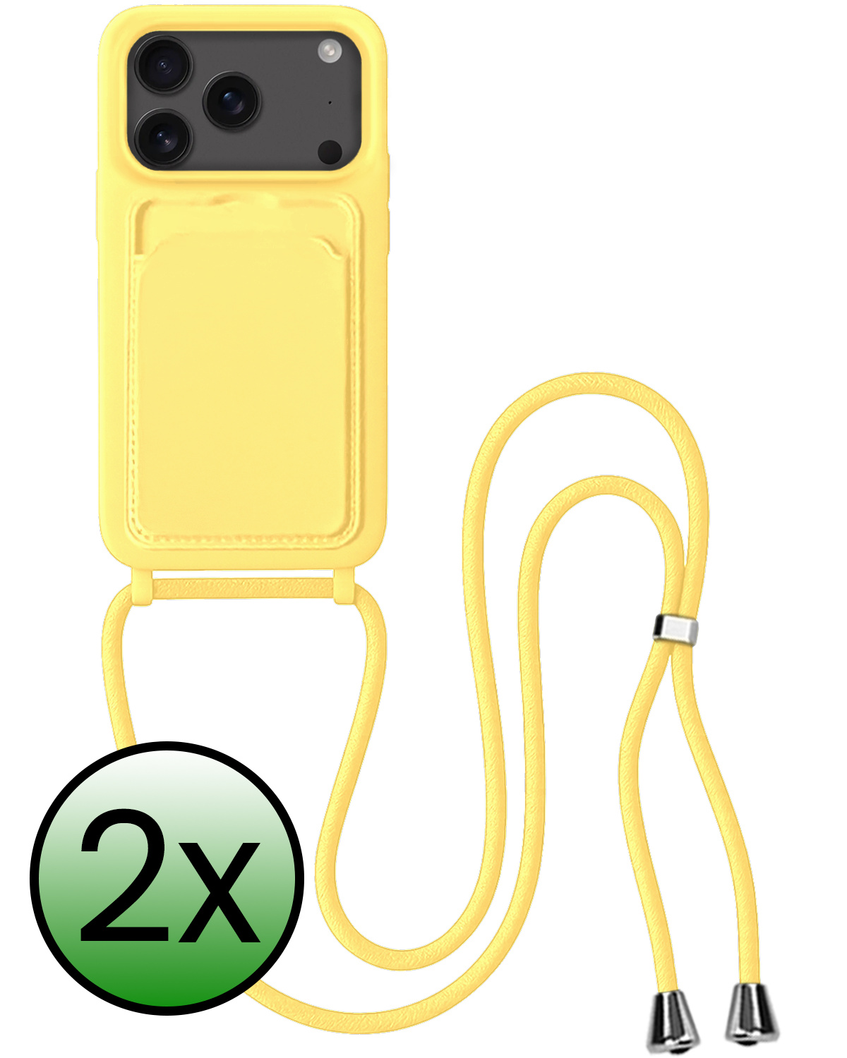 BASEY. BASEY. iPhone 17 Pro Hoesje Pashouder met Koord - Geel - 2 PACK