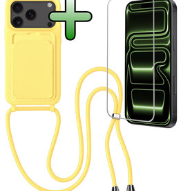 BASEY. BASEY. iPhone 17 Pro Hoesje Pashouder met Koord Met Screenprotector - Geel