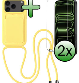 BASEY. BASEY. iPhone 17 Pro Hoesje Pashouder met Koord Met 2x Screenprotector - Geel