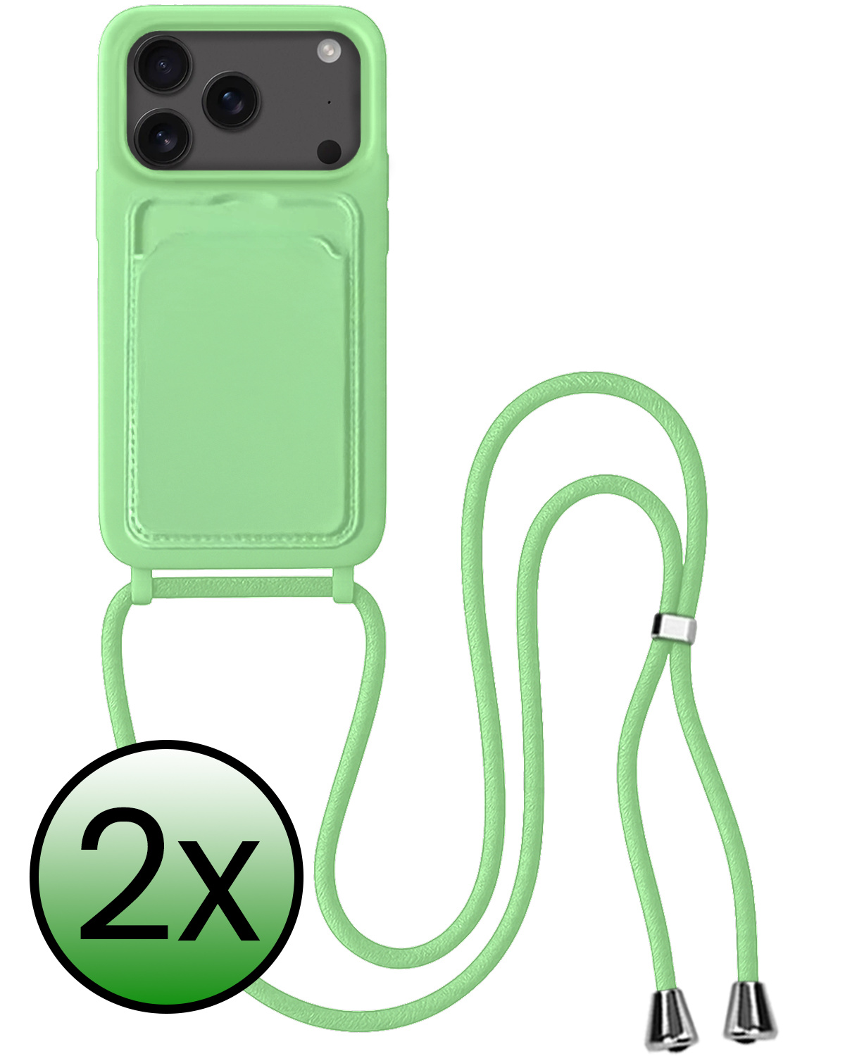 BASEY. BASEY. iPhone 17 Pro Hoesje Pashouder met Koord - Groen - 2 PACK