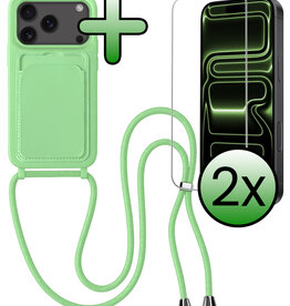 BASEY. BASEY. iPhone 17 Pro Hoesje Pashouder met Koord Met 2x Screenprotector - Groen