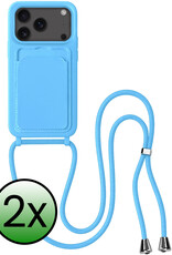 BASEY. BASEY. iPhone 17 Pro Hoesje Pashouder met Koord - Lichtblauw - 2 PACK