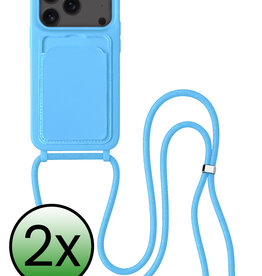 BASEY. BASEY. iPhone 17 Pro Hoesje Pashouder met Koord - Lichtblauw - 2 PACK