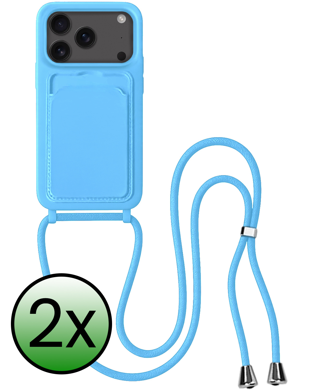 BASEY. BASEY. iPhone 17 Pro Hoesje Pashouder met Koord - Lichtblauw - 2 PACK