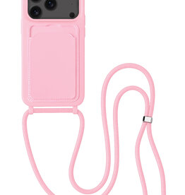 BASEY. BASEY. iPhone 17 Pro Hoesje Pashouder met Koord - Lichtroze