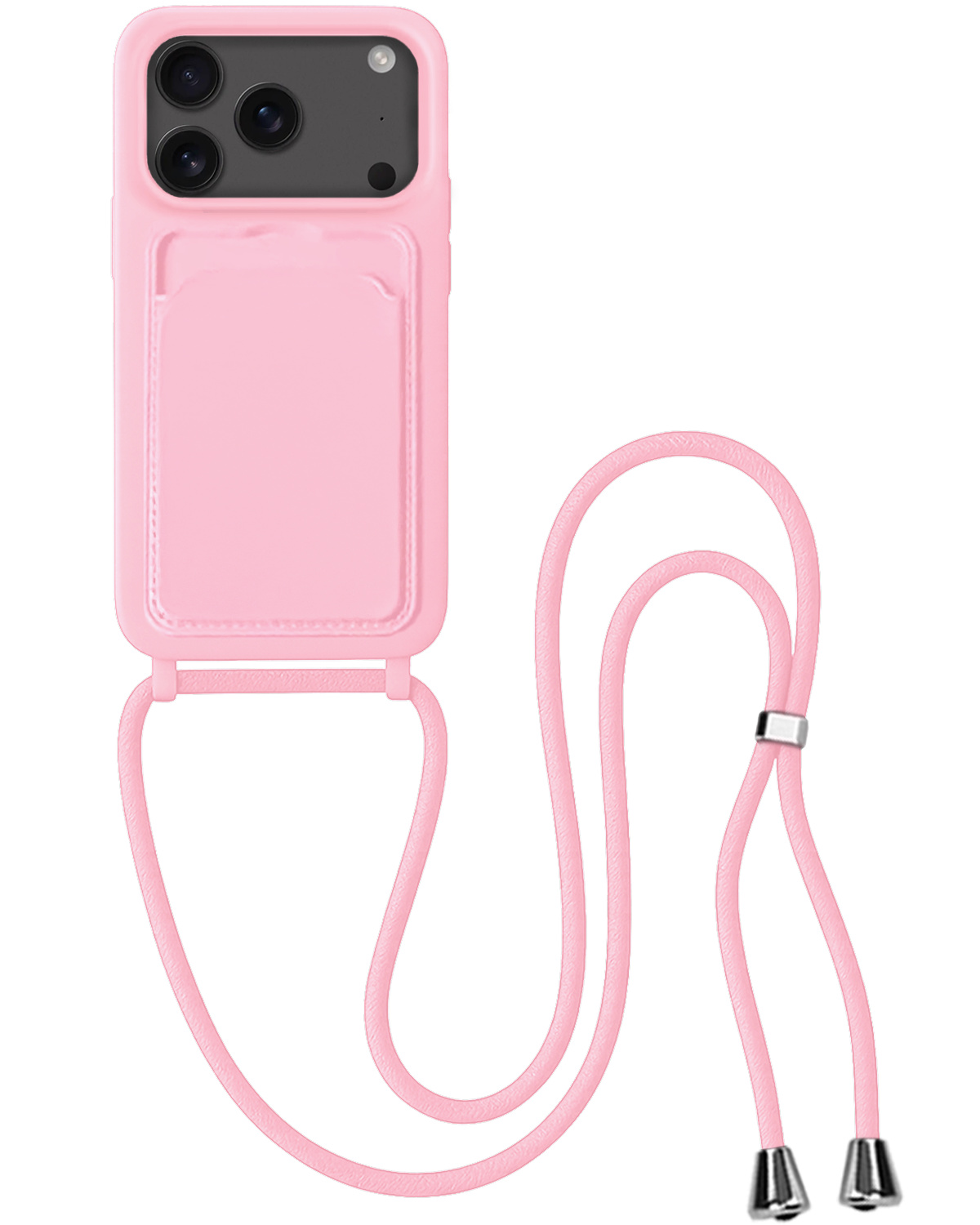 BASEY. BASEY. iPhone 17 Pro Hoesje Pashouder met Koord - Lichtroze