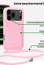 BASEY. BASEY. iPhone 17 Pro Hoesje Pashouder met Koord - Lichtroze