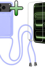 BASEY. BASEY. iPhone 17 Pro Hoesje Pashouder met Koord Met Screenprotector - Lila