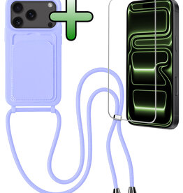 BASEY. BASEY. iPhone 17 Pro Hoesje Pashouder met Koord Met Screenprotector - Lila