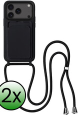 BASEY. BASEY. iPhone 17 Pro Hoesje Pashouder met Koord - Zwart - 2 PACK