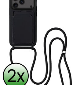 BASEY. BASEY. iPhone 17 Pro Hoesje Pashouder met Koord - Zwart - 2 PACK