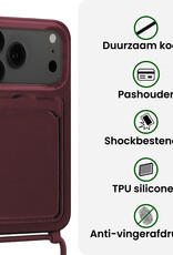 BASEY. BASEY. iPhone 17 Pro Max Hoesje Pashouder met Koord Met Screenprotector - Aubergine