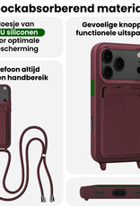 BASEY. BASEY. iPhone 17 Pro Max Hoesje Pashouder met Koord Met Screenprotector - Aubergine