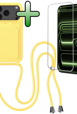 BASEY. BASEY. iPhone 17 Pro Max Hoesje Pashouder met Koord Met Screenprotector - Geel