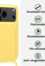 BASEY. BASEY. iPhone 17 Pro Max Hoesje Pashouder met Koord Met 2x Screenprotector - Geel