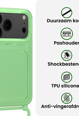 BASEY. BASEY. iPhone 17 Pro Max Hoesje Pashouder met Koord Met Screenprotector - Groen