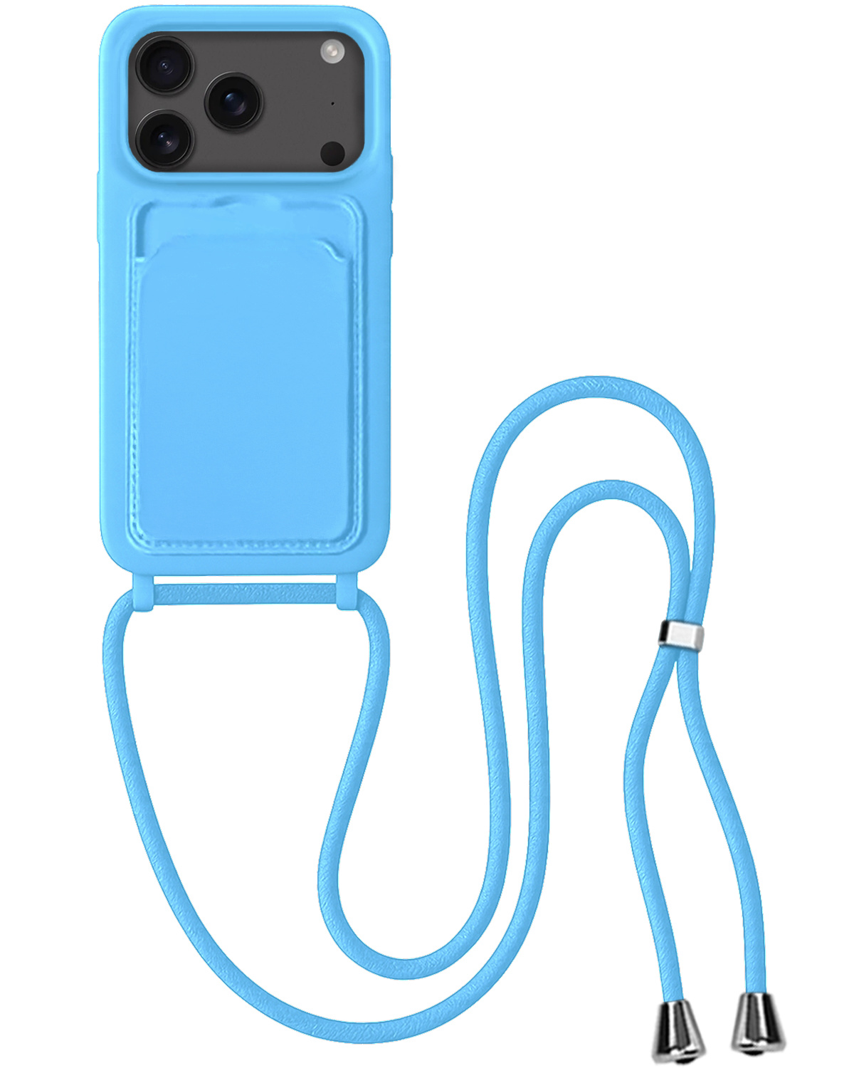 BASEY. BASEY. iPhone 17 Pro Max Hoesje Pashouder met Koord - Lichtblauw