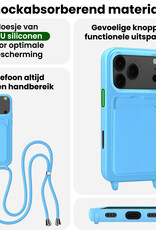 BASEY. BASEY. iPhone 17 Pro Max Hoesje Pashouder met Koord Met 2x Screenprotector - Lichtblauw
