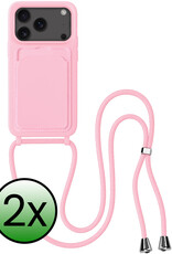 BASEY. BASEY. iPhone 17 Pro Max Hoesje Pashouder met Koord - Lichtroze - 2 PACK