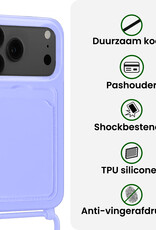 BASEY. BASEY. iPhone 17 Pro Max Hoesje Pashouder met Koord Met 2x Screenprotector - Lila
