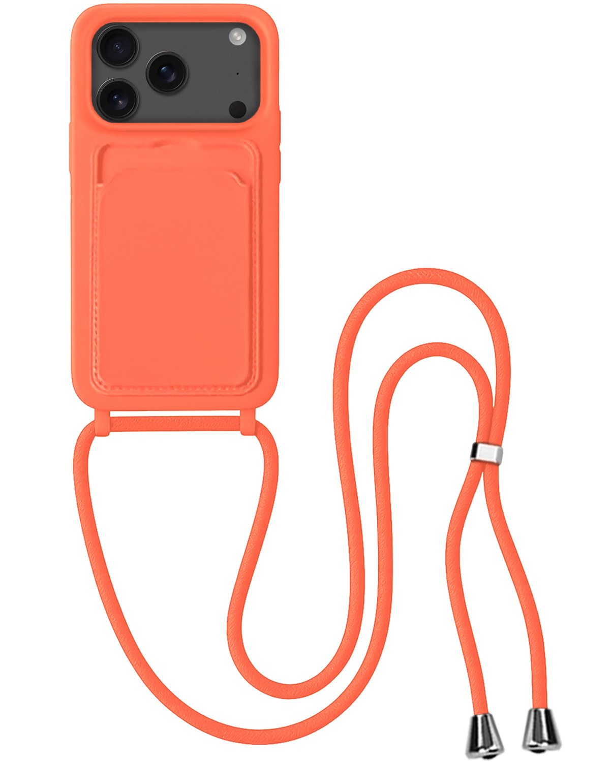 BASEY. BASEY. iPhone 17 Pro Max Hoesje Pashouder met Koord - Papaya