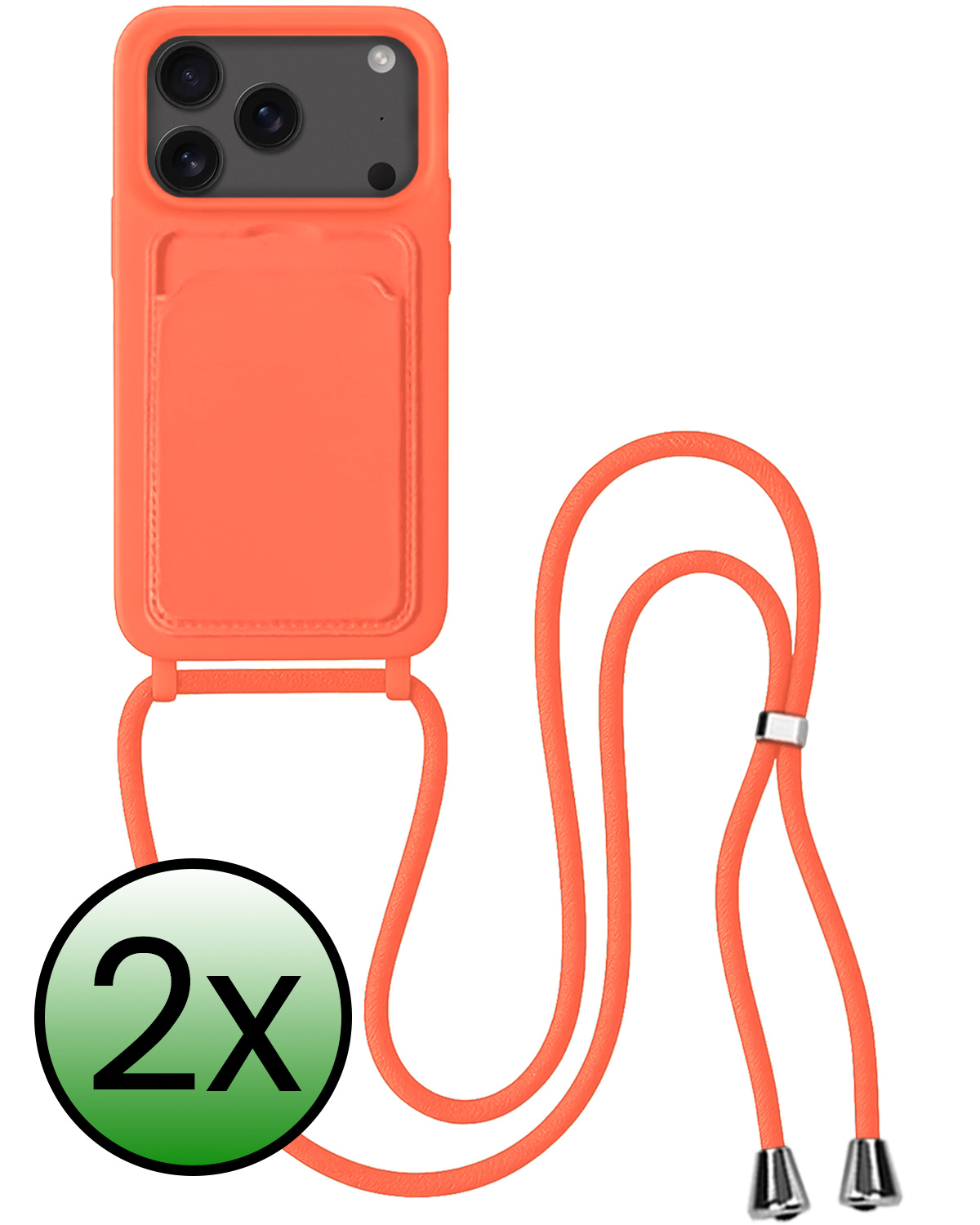 BASEY. BASEY. iPhone 17 Pro Max Hoesje Pashouder met Koord - Papaya - 2 PACK