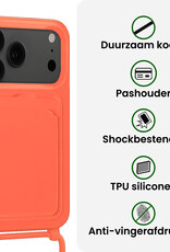 BASEY. BASEY. iPhone 17 Pro Max Hoesje Pashouder met Koord Met 2x Screenprotector - Papaya