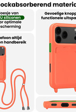BASEY. BASEY. iPhone 17 Pro Max Hoesje Pashouder met Koord Met 2x Screenprotector - Papaya
