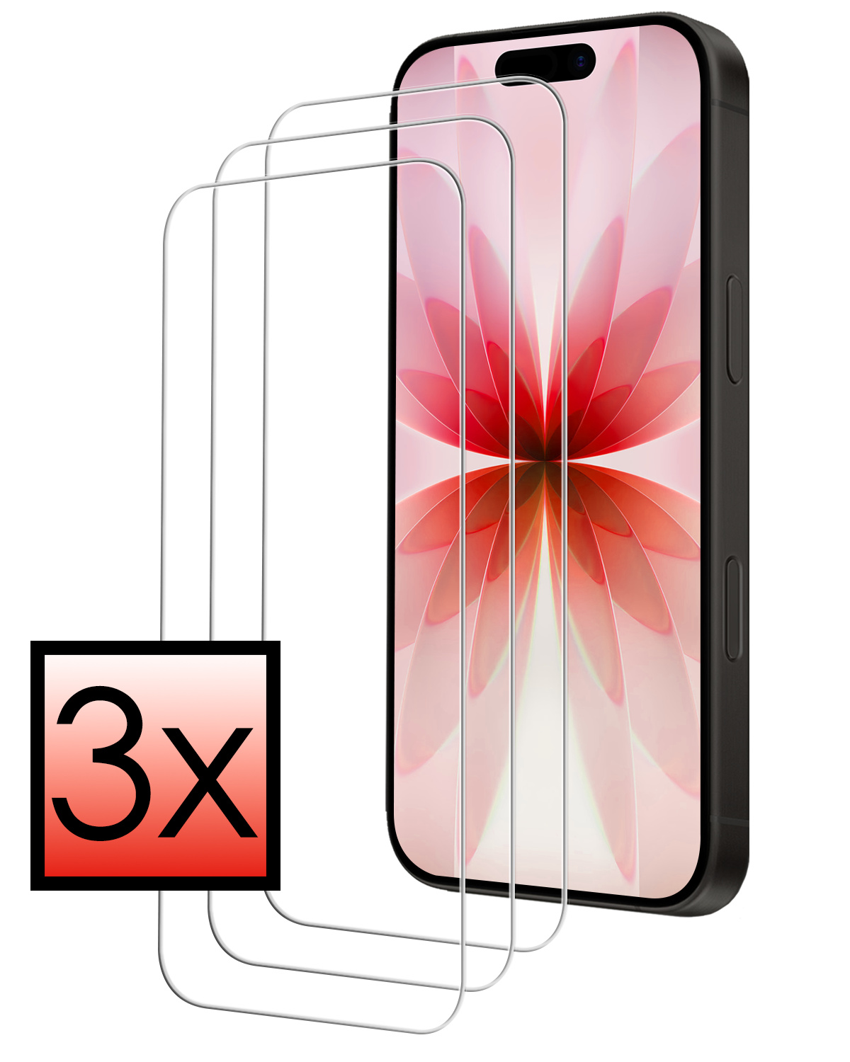 NoXx NoXx iPhone 17 Screenprotector Glas Met Dichte Notch - 3 PACK