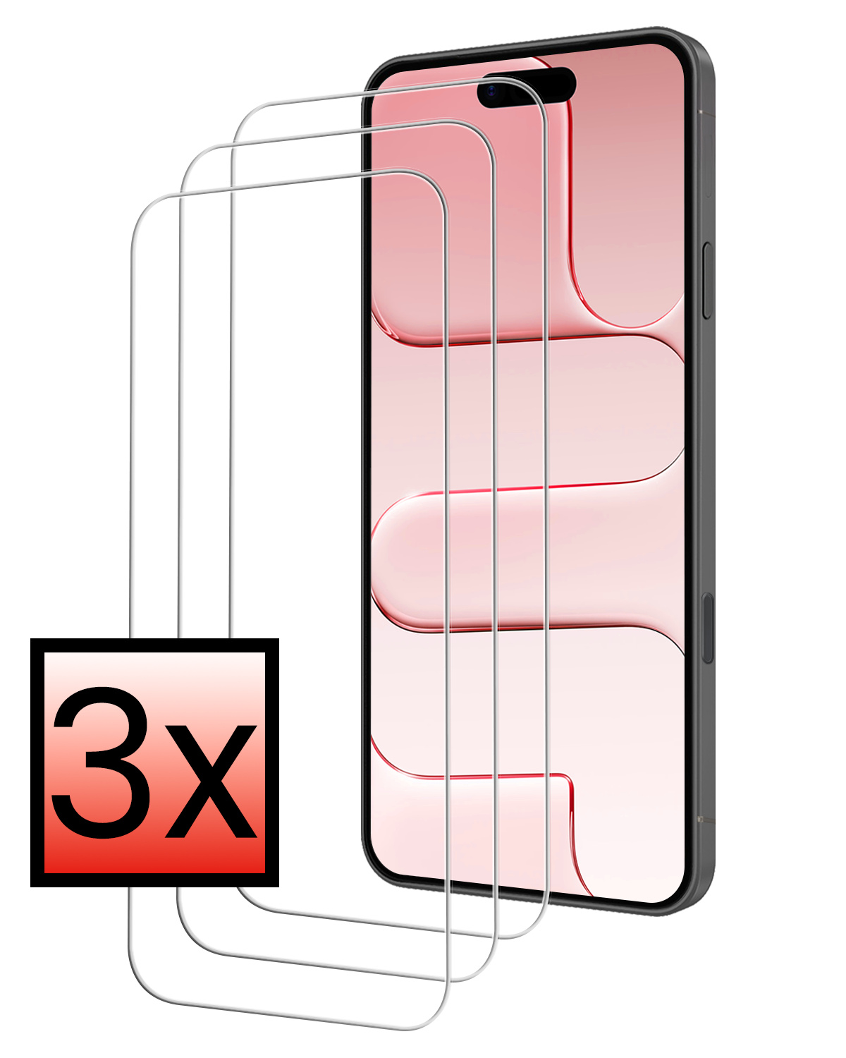 NoXx NoXx iPhone Air Screenprotector Glas Met Dichte Notch - 3 PACK